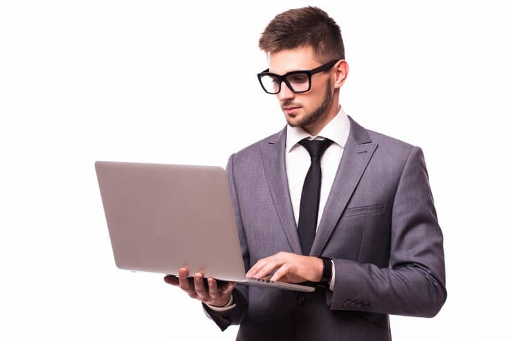 Professional working on laptop